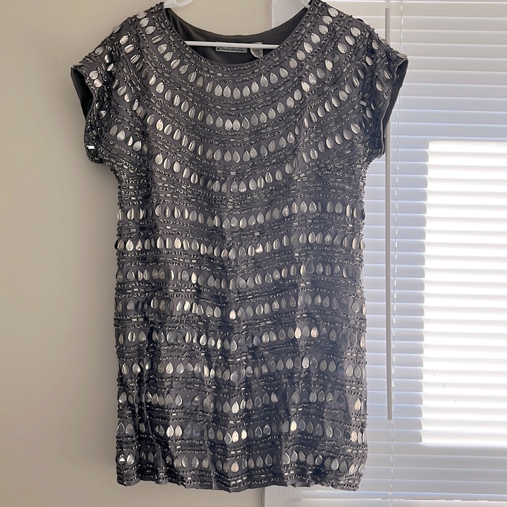 French Connection grey beaded mini dress